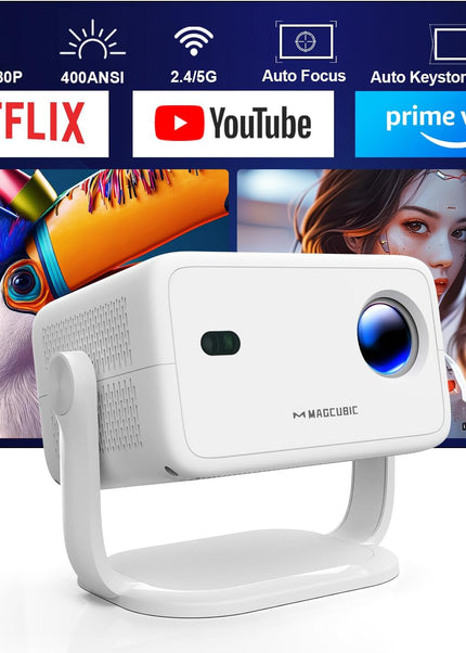 [Netflix Licensed]L018NTV 4K Projector with Wifi and Bluetooth, Built-in Android 13, Smart 1080P Projector, Auto Focus & Auto Keystone Correction with Voice Control Home Theater/Outdoor