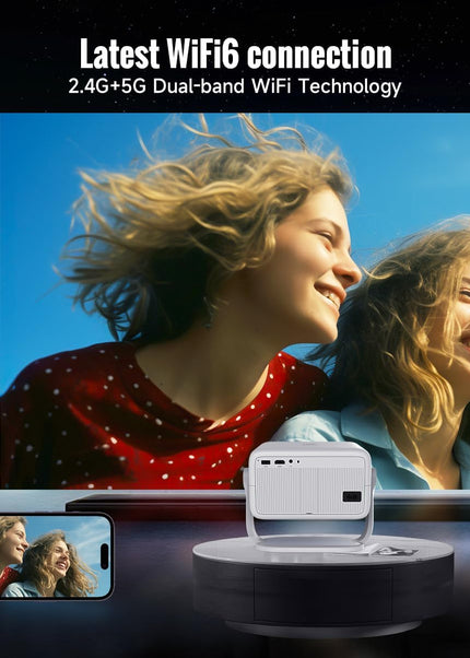 [Netflix Licensed]L018NTV 4K Projector with Wifi and Bluetooth, Built-in Android 13, Smart 1080P Projector, Auto Focus & Auto Keystone Correction with Voice Control Home Theater/Outdoor