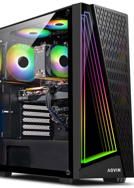 AQVIN Gaming PC Desktop Computer Tower, Intel Core i7 up to 4.60 GHz, 32GB DDR4 RAM, 1TB - 2TB SSD, RX 580, GTX 1660s, RTX 3050, RTX 3060, Windows 11 Pro, WIFI - RGB Keyboard and Mouse