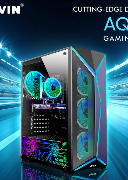 AQVIN AQ80 Gaming Desktop Computer PC Tower - Intel Core i7 - 8700 Processor Up to 4.60 GHz, GeForce GTX 1650/1660 | RTX 3050/4060/5060 Graphics Card, 32GB DDR4 RAM, 1TB SSD - 2TB SSD, Windows 11 Pro, Gaming Keyboard and Mouse
