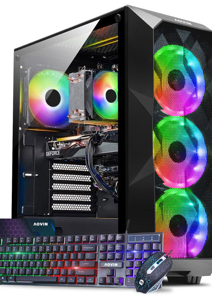 AQVIN AQW70/ AQB70 Gaming PC Tower - 27 inch Curved Gaming Monitor (Intel Core i7 Processor/ 32GB DDR4 RAM/ 1TB - 2TB SSD/ GeForce RTX 3050, 3060, 4060 GPU/ Windows 11 Pro) WiFi Ready