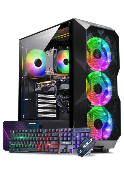 AQVIN AQB70 Gaming Desktop Computer PC Tower - Black (Intel Core i7 Processor up to 4.60 GHz/ 32GB DDR4 RAM/ 1TB - 2TB SSD/ GeForce RTX 3050, 3060, 5060 Graphics Card/ Windows 11 Pro) WiFi Ready