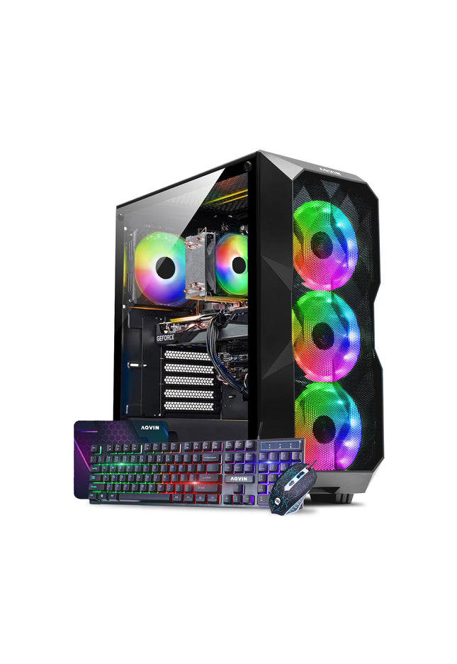 AQVIN AQB70 Gaming Desktop Computer PC Tower - Black (Intel Core i7 Processor up to 4.60 GHz/ 32GB DDR4 RAM/ 1TB - 2TB SSD/ GeForce RTX 3050, 3060, 5060 Graphics Card/ Windows 11 Pro) WiFi Ready