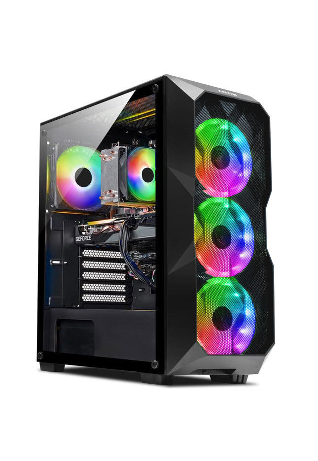 AQVIN AQB70 Gaming Desktop Computer PC Tower - Black (Intel Core i7 Processor up to 4.60 GHz/ 32GB DDR4 RAM/ 1TB - 2TB SSD/ GeForce RTX 3050, 3060, 5060 Graphics Card/ Windows 11 Pro) WiFi Ready
