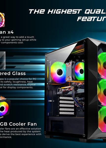 AQVIN Gaming PC Desktop Computer Tower, Intel Core i7 up to 4.60 GHz, 32GB DDR4 RAM, 1TB - 2TB SSD, RX 580, GTX 1660s, RTX 3050, RTX 3060, Windows 11 Pro, WIFI - RGB Keyboard and Mouse