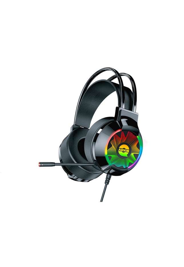 AQVIN Q310 RGB Wired Gaming Headset, RGB Backlight, 7.1 Stereo Surround Sound, 50MM Drivers, Adjustable Microphone, Over-Ear Headphones for PC, Laptop etc - Black