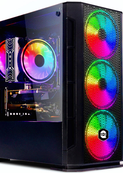 AQVIN Gaming PC Tower Desktop Computer Combo, Intel Core i7 up to 4.60 GHz, 32GB DDR4 RAM, 1TB - 2TB SSD, RX 580, GTX 1660s, RTX 3050, RTX 3060, Windows 11 Pro, WIFI - 27 inch Curved Gaming Monitor