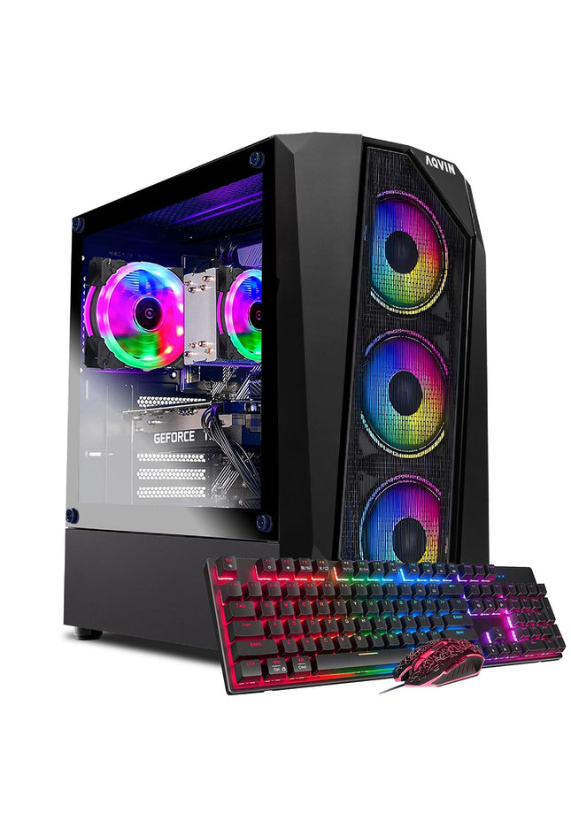 AQVIN AQ30 Series Gaming PC | Ray Tracing NVIDIA and AMD Graphics Card | Intel Core i7 - 8th Gen CPU | 32GB RAM DDR4 | 1TB - 2TB SSD Storage | Windows 11 Pro | Gaming Keyboard Mouse