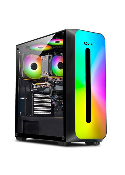 AQVIN Gaming PC Desktop Computer Tower, Intel Core i7 up to 4.60 GHz, 32GB DDR4 RAM, 1TB - 2TB SSD, RX 580, GTX 1660s, RTX 3050, RTX 3060, Windows 11 Pro, WIFI - RGB Keyboard and Mouse