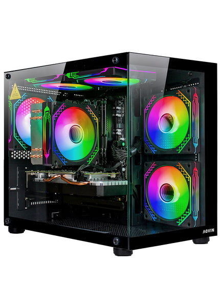 AQVIN NEON Windows 11 Pro Mini Gaming PC - NVIDIA Graphics GeForce RTX 3050 6GB GDDR6, Intel Core i7 - 8th Gen Up to 4.60 GHz Processor, 32GB DDR4 RAM, 1TB NVMe SSD - 2TB NVMe SSD, RGB Keyboard Mouse