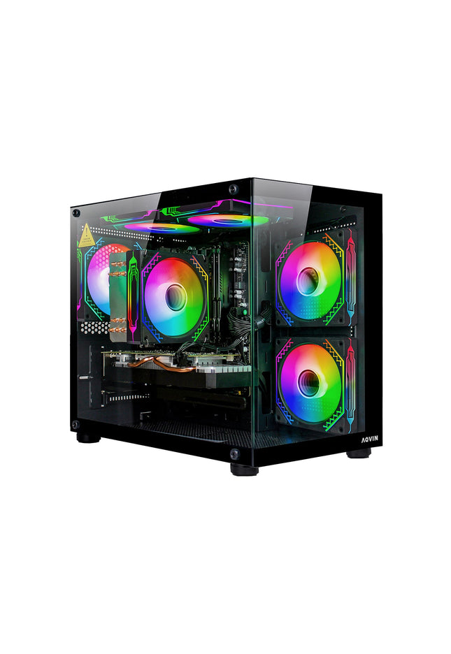 AQVIN NEON Windows 11 Pro Mini Gaming PC - NVIDIA Graphics GeForce RTX 3050 6GB GDDR6, Intel Core i7 - 8th Gen Up to 4.60 GHz Processor, 32GB DDR4 RAM, 1TB NVMe SSD - 2TB NVMe SSD, RGB Keyboard Mouse