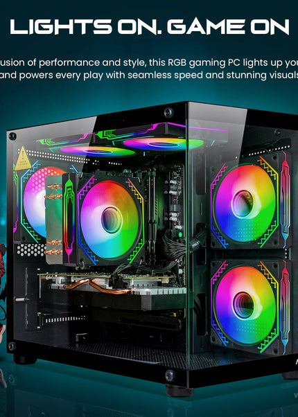 AQVIN NEON Windows 11 Pro Mini Gaming PC - NVIDIA Graphics GeForce RTX 3050 6GB GDDR6, Intel Core i7 - 8th Gen Up to 4.60 GHz Processor, 32GB DDR4 RAM, 1TB NVMe SSD - 2TB NVMe SSD, RGB Keyboard Mouse