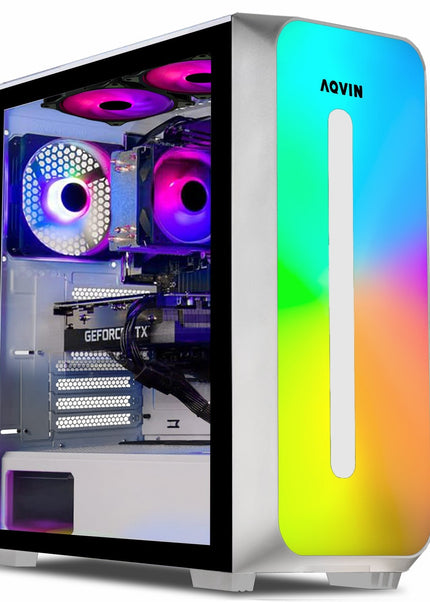 AQVIN Gaming PC Tower Desktop Computer Combo, Intel Core i7 up to 4.60 GHz, 32GB DDR4 RAM, 1TB - 2TB SSD, RX 580, GTX 1660s, RTX 3050, RTX 3060, Windows 11 Pro, WIFI - 27 inch Curved Gaming Monitor