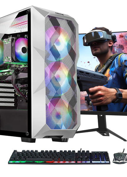AQVIN Gaming PC Tower Desktop Computer Combo, Intel Core i7 up to 4.60 GHz, 32GB DDR4 RAM, 1TB - 2TB SSD, RX 580, GTX 1660s, RTX 3050, RTX 3060, Windows 11 Pro, WIFI - 27 inch Curved Gaming Monitor