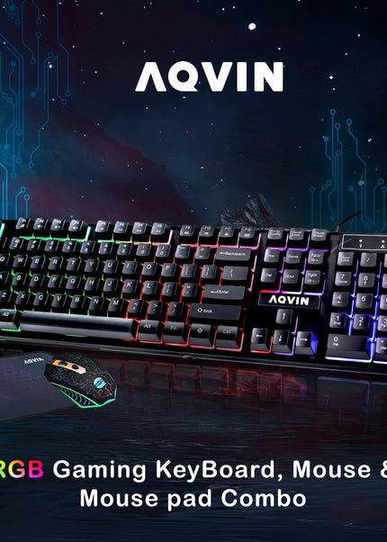 Gaming Desktop AQVIN Computer Tower PC, Intel Core i7 - 6th/ 7th CPU,  32GB DDR4 RAM, 1TB SSD Storage, RX 550/GTX1630/1050Ti/1650, Windows 10 Pro, RGB Keyboard and Mouse - Refurbished
