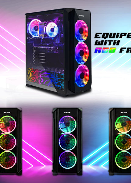 AQVIN Z-Force Gaming Desktop Tower PC/ Intel Core i7 up to 4.60 GHz Processor/ RX 580, GTX 1660s, RTX 3050, 3060, 4060, 5060/ 32GB DDR4 RAM/ 512GB - 2TB SSD/ WIFI/ Windows 11 Pro