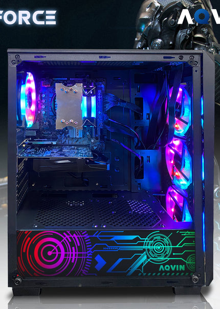 AQVIN Z-Force Gaming Desktop Tower PC/ Intel Core i7 up to 4.60 GHz Processor/ RX 580, GTX 1660s, RTX 3050, 3060, 4060, 5060/ 32GB DDR4 RAM/ 512GB - 2TB SSD/ WIFI/ Windows 11 Pro