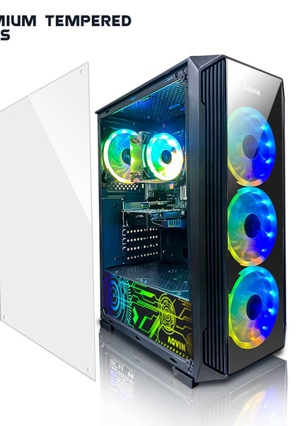 AQVIN Z-Force Gaming Desktop Tower PC/ Intel Core i7 up to 4.60 GHz Processor/ RX 580, GTX 1660s, RTX 3050, 3060, 4060, 5060/ 32GB DDR4 RAM/ 512GB - 2TB SSD/ WIFI/ Windows 11 Pro