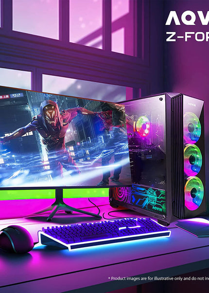 AQVIN Z-Force Gaming Desktop Tower PC/ Intel Core i7 up to 4.60 GHz Processor/ RX 580, GTX 1660s, RTX 3050, 3060, 4060, 5060/ 32GB DDR4 RAM/ 512GB - 2TB SSD/ WIFI/ Windows 11 Pro