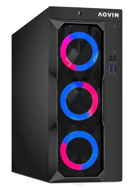 Gaming Desktop AQVIN Computer Tower PC, Intel Core i7 - 6th/ 7th CPU,  32GB DDR4 RAM, 1TB SSD Storage, RX 550/GTX1630/1050Ti/1650, Windows 10 Pro, RGB Keyboard and Mouse - Refurbished