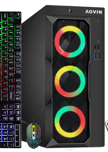 Gaming PC AQVIN Computer Tower PC, 27-inch Curved Gaming Monitor, Intel Core i7 - 6th/ 7th CPU,  32GB DDR4 RAM, 1TB SSD, RX 550/GTX1630/1050Ti/1650 HDMI, Windows 10 Pro, WIFI - Refurbished