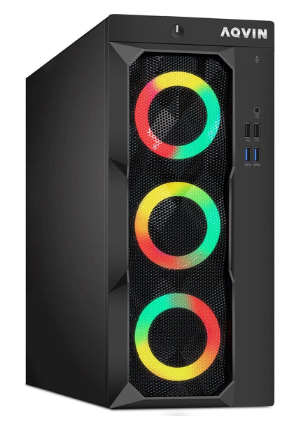Gaming Desktop AQVIN Computer Tower PC, Intel Core i7 - 6th/ 7th CPU,  32GB DDR4 RAM, 1TB SSD Storage, RX 550/GTX1630/1050Ti/1650, Windows 10 Pro, RGB Keyboard and Mouse - Refurbished
