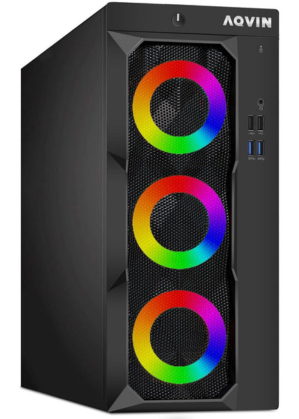 Gaming Desktop AQVIN Computer Tower PC, Intel Core i7 - 6th/ 7th CPU,  32GB DDR4 RAM, 1TB SSD Storage, RX 550/GTX1630/1050Ti/1650, Windows 10 Pro, RGB Keyboard and Mouse - Refurbished