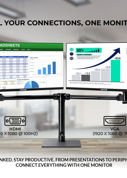 AQVIN 24" Full HD Flat Curvature Monitor - VA Screen With 100Hz Refresh Rate, HDMI and VGA Port, Monitor for PC, Wall Mountable, Best for Office & Home - Black (QM24v)