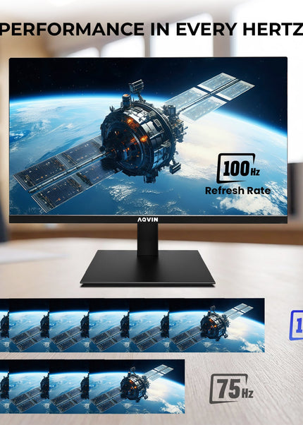 AQVIN 24" Full HD Flat Curvature Monitor - VA Screen With 100Hz Refresh Rate, HDMI and VGA Port, Monitor for PC, Wall Mountable, Best for Office & Home - Black (QM24v)
