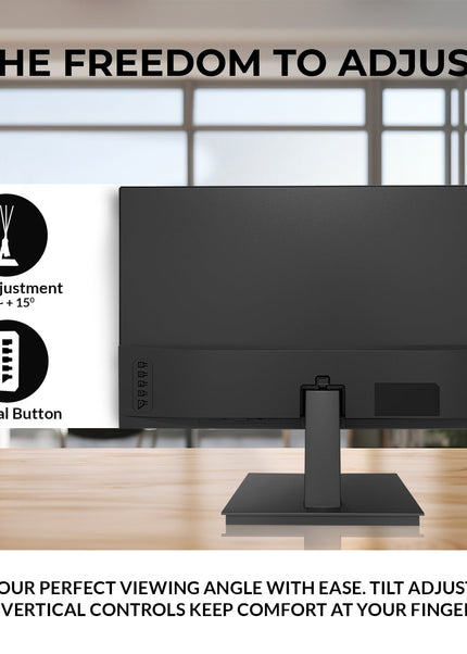 AQVIN 24" Full HD Flat Curvature Monitor - VA Screen With 100Hz Refresh Rate, HDMI and VGA Port, Monitor for PC, Wall Mountable, Best for Office & Home - Black (QM24v)