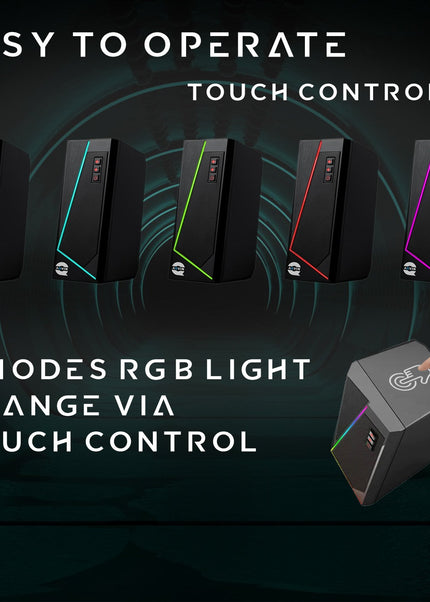 AQVIN RGB Gaming Speakers | Wired and Bluetooth 5.0 Speakers for PC/Laptop/Monitor | 6 Colorful RGB Modes Gaming Speakers | Easy-Access Volume Control (Q100)