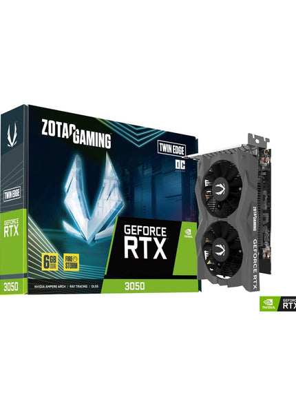 ZOTAC Gaming GeForce RTX 3050 Graphics Card, 6GB GDDR6 Twin Edge OC, 3x Display port / HDMI - (ZT-A30510H-10L)