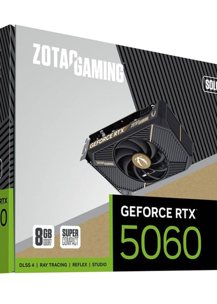ZOTAC Gaming GeForce RTX 5060 SOLO Graphics Card - 8GB GDDR7, PCI Express 5.0 Video Card, DisplayPort / HDMI - (ZT-B50600G-10L)