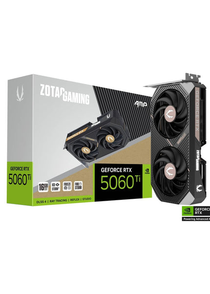 ZOTAC GAMING GeForce RTX 5060 Ti 16GB AMP Graphics Card - IceStorm 2.0 Cooling With BladeLink Fans, 3x Display Port / HDMI - (ZT-B50620F-10M)