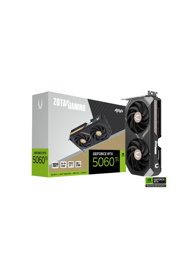 ZOTAC GAMING GeForce RTX 5060 Ti 16GB AMP Graphics Card - IceStorm 2.0 Cooling With BladeLink Fans, 3x Display Port / HDMI - (ZT-B50620F-10M)