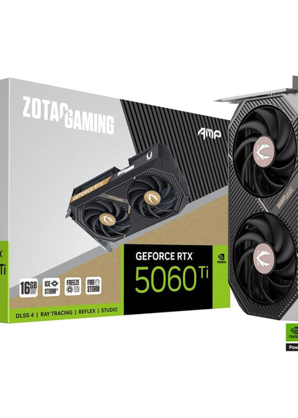 ZOTAC GAMING GeForce RTX 5060 Ti 16GB AMP Graphics Card - IceStorm 2.0 Cooling With BladeLink Fans, 3x Display Port / HDMI - (ZT-B50620F-10M)