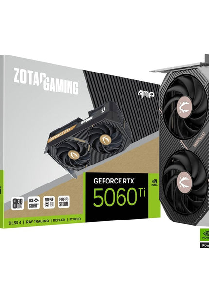 ZOTAC GAMING GeForce RTX 5060 Ti 8GB AMP Graphics Card - IceStorm 2.0 Cooling With BladeLink Fans, 3x Display Port / HDMI - (ZT-B50610F-10M)