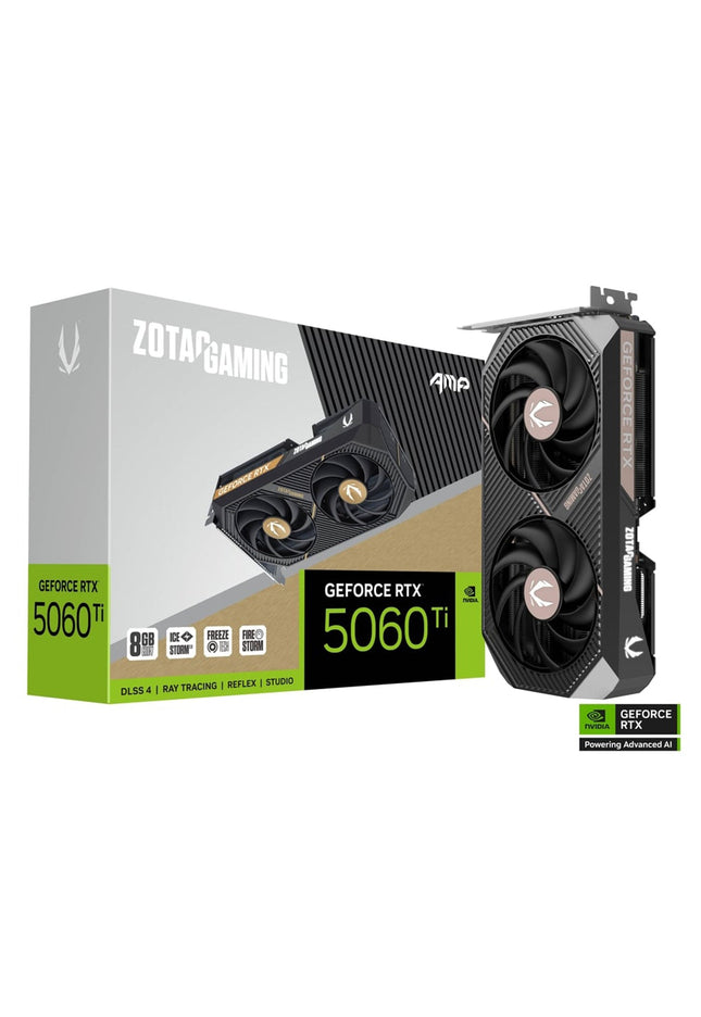 ZOTAC GAMING GeForce RTX 5060 Ti 8GB AMP Graphics Card - IceStorm 2.0 Cooling With BladeLink Fans, 3x Display Port / HDMI - (ZT-B50610F-10M)