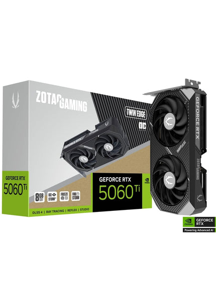 ZOTAC GAMING GeForce RTX 5060 Ti 8GB Twin Edge OC Graphics Card - IceStorm 2.0 Cooling With BladeLink Fans, 3x Display Port / HDMI - (ZT-B50610H-10M)