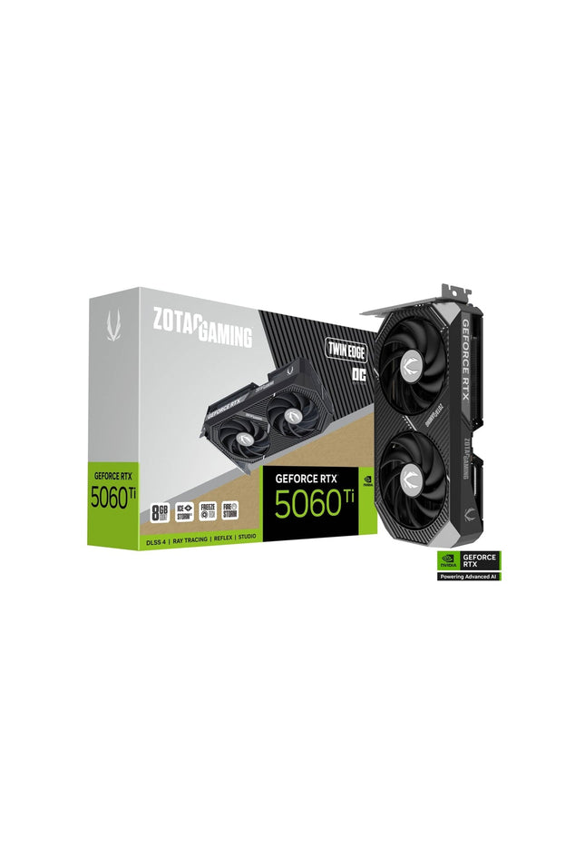 ZOTAC GAMING GeForce RTX 5060 Ti 8GB Twin Edge OC Graphics Card - IceStorm 2.0 Cooling With BladeLink Fans, 3x Display Port / HDMI - (ZT-B50610H-10M)