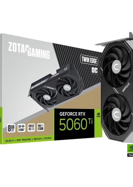 ZOTAC GAMING GeForce RTX 5060 Ti 8GB Twin Edge OC Graphics Card - IceStorm 2.0 Cooling With BladeLink Fans, 3x Display Port / HDMI - (ZT-B50610H-10M)