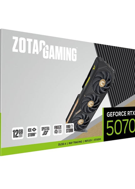 ZOTAC GAMING GeForce RTX 5070 SOLID OC Graphics Card - 12GB GDDR7, IceStorm 2.0 Cooling With BladeLink Fans, 3x Display Port / HDMI - (ZT-B50700J-10P)