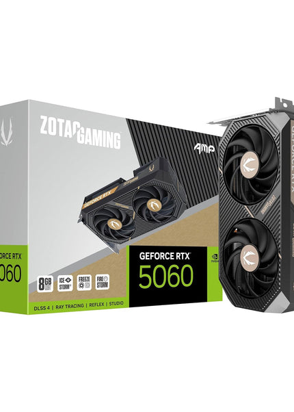 ZOTAC GAMING GeForce RTX 5060 AMP Graphics Card - 8GB GDDR7, IceStorm 2.0 Cooling With BladeLink Fans, 3x Display Port / HDMI - (ZT-B50600F-10M)