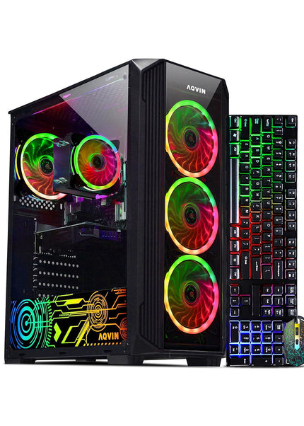 AQVIN Z-Force Gaming Desktop Tower PC/ Intel Core i7 up to 4.60 GHz Processor/ RX 580, GTX 1660s, RTX 3050, 3060, 4060, 5060/ 32GB DDR4 RAM/ 512GB - 2TB SSD/ WIFI/ Windows 11 Pro