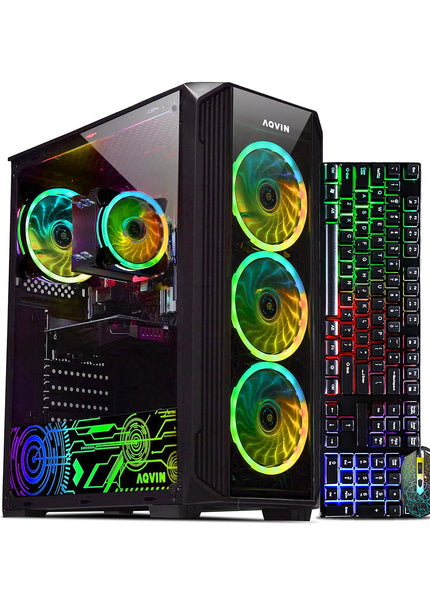 AQVIN Z-Force Gaming Desktop Tower Computer - RGB (Intel Core i7 up to 4.60 GHz/ 1TB - 2TB SSD (fast boot)/ 32GB DDR4 RAM/ RTX 3050,3060, 4060/ Windows 11 Pro/ Gaming Keyboard and Mouse) WIFI