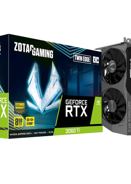 ZOTAC Gaming GeForce RTX 3060 Ti Graphics Card - Twin Edge OC (LHR), 8GB Memory GDDR6, PCI Express 4.0 Video Card, Quad Display, 3x Display Port, HDMI 2.1 (ZT-A30610H-10MLHR)