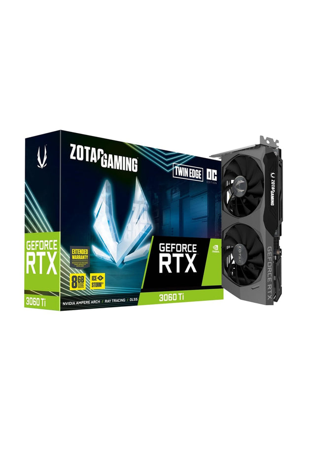 ZOTAC Gaming GeForce RTX 3060 Ti Graphics Card - Twin Edge OC (LHR), 8GB Memory GDDR6, PCI Express 4.0 Video Card, Quad Display, 3x Display Port, HDMI 2.1 (ZT-A30610H-10MLHR)