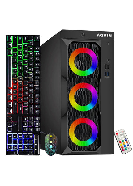 AQVIN Gaming Desktop Computer Tower PC, Intel Core i5 - i7 8th Gen CPU,  32GB DDR4 RAM, 1TB SSD Storage, RX 550/GTX1630/1050Ti/1650, Windows 11 Pro, RGB Keyboard and Mouse - Refurbished