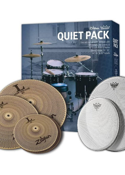 Zildjian L80 Low Volume Quiet Cymbal Pack - with Remo Silentstroke Drum Heads