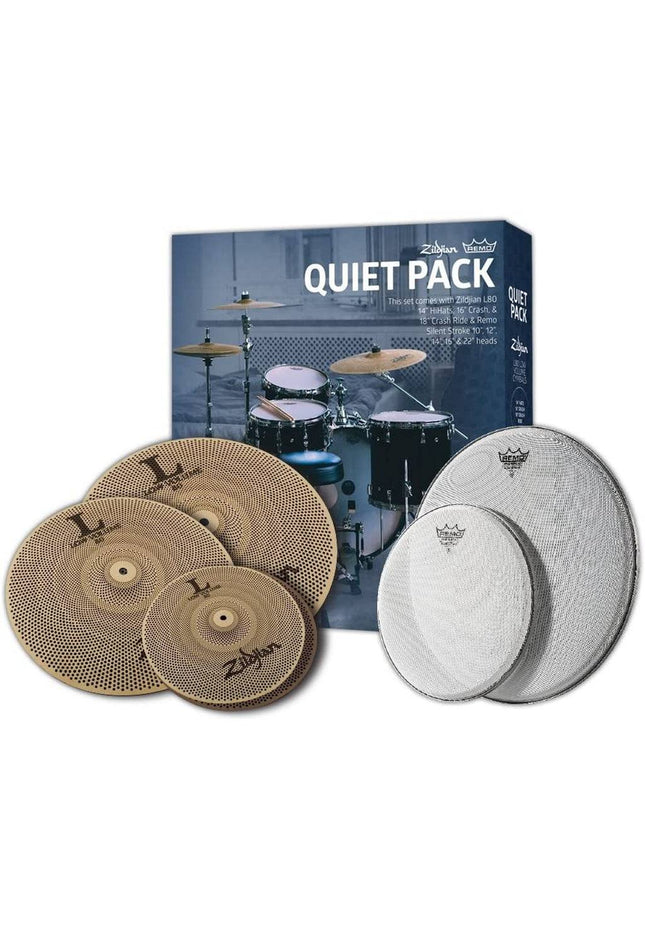 Zildjian L80 Low Volume Quiet Cymbal Pack - with Remo Silentstroke Drum Heads